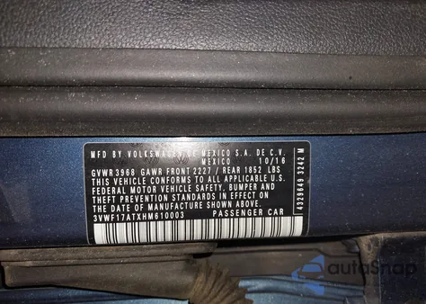 2017 Volkswagen Beetle #Pinkbeetle/1.8T Classic/1.8T S из США, поврежденный, VIN 3VWF17ATXHM610003